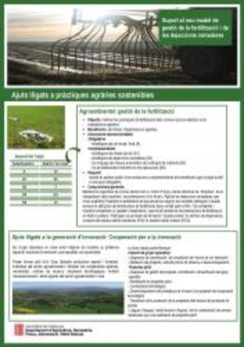 Publicació de fulletó de totes les línies d’ajut suport nou model de gestió de la fertilització i de les dejeccions ramaderes