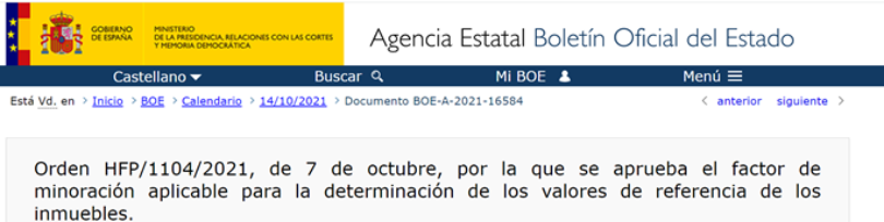 Hisenda publica el factor de minoració per calcular els valors de referència cadastrals