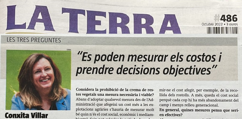 La revista “La Terra” del mes d’octubre publica entrevista a Conxita Villar, Degana del COEAC