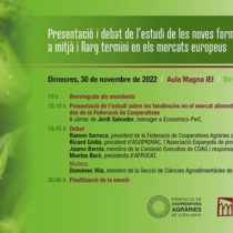 Jornada: “Presentació i debat de l’estudi de les noves formes de consum d’aliments a mitjà i llarg termini en els mercats europeus”