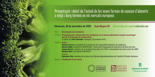 Jornada: "Presentació i debat de l'estudi de les noves formes de consum d'aliments a mitjà i llarg termini en els mercats europeus"