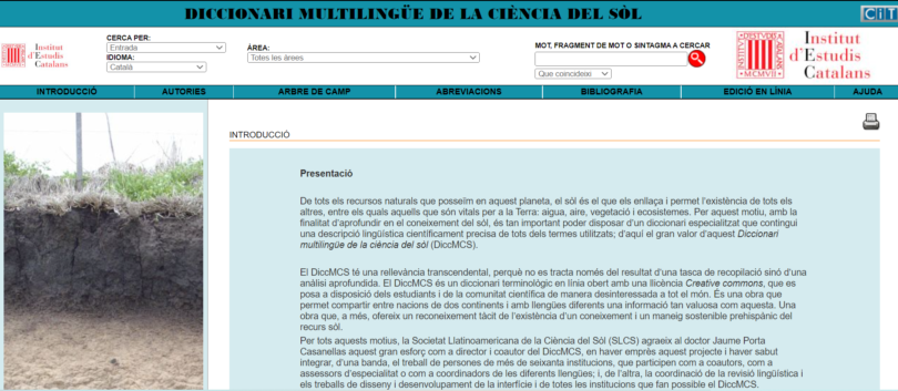 “Diccionari multilingüe de la ciència del sòl”, dirigit pel company Jaume Porta