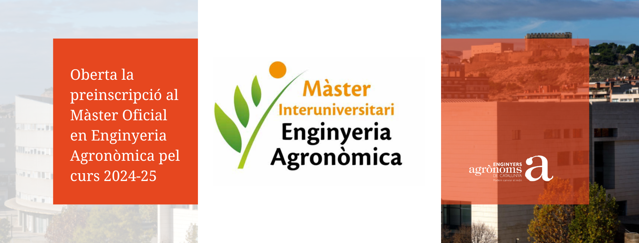 Oberta la preinscripció al Màster Oficial en Enginyeria Agronòmica (UdL-UPC-UdG-URV) pel curs 2024-25